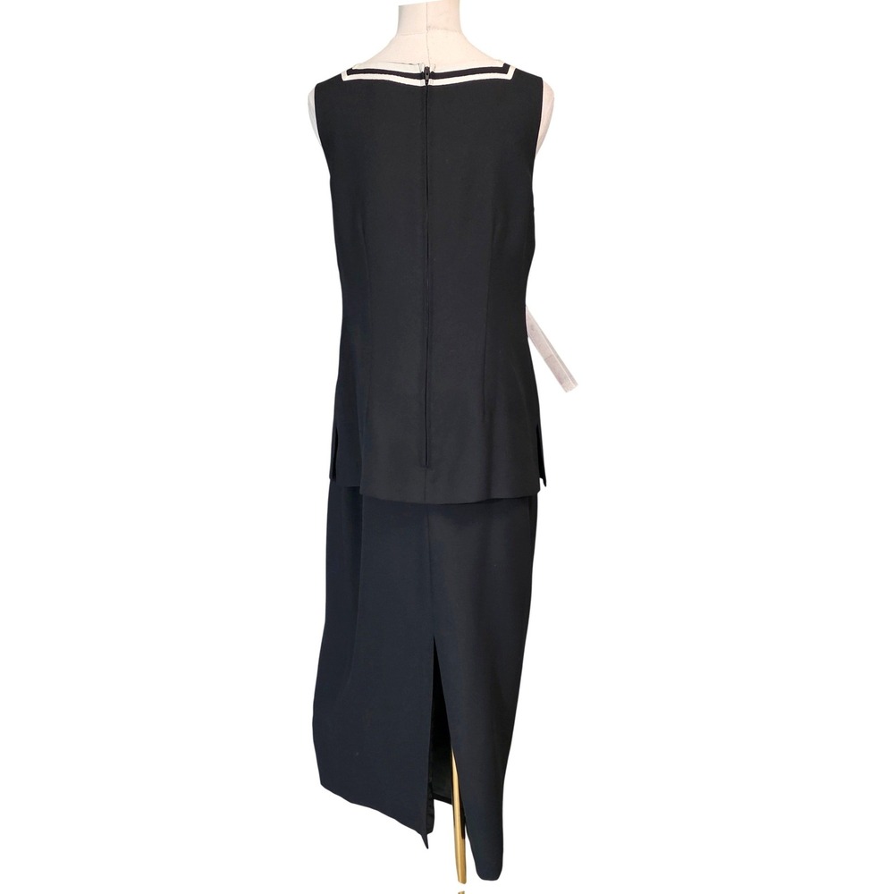 Jessica Howard Skirt Set Womens 8 Black Excellent Nautical Tunic Maxi Vintage - Picture 8 of 13